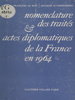 cover image of Nomenclature des traités et actes diplomatiques de la France en 1964